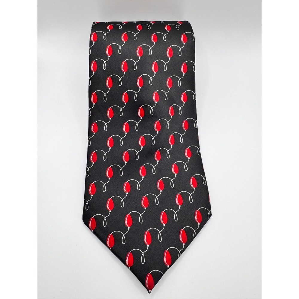 Holidays Silk‎ Necktie Black Red Christmas Ornament Holiday Party